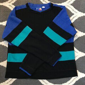 Vintage 90s Colorblock Striped Pullover Sweatshirt Sports Action Size L